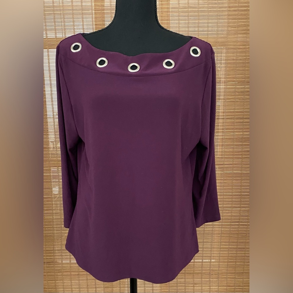 Elegant Purple Women's Top with Eyelet Detail
